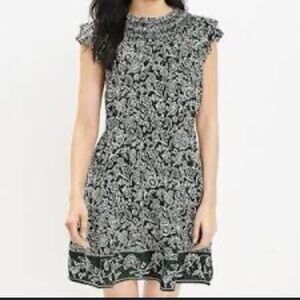 LOFT Black and White Floral Dress